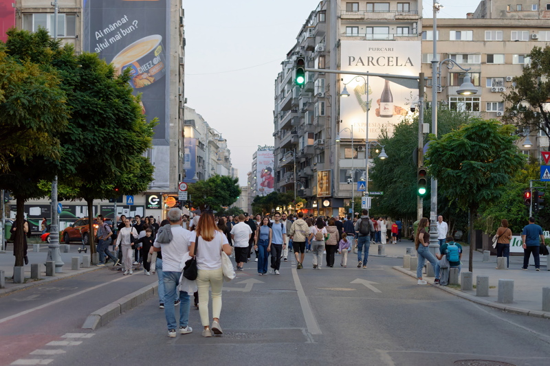 18 - A pedestrianized section of Calea Victoriei in central Bucharest during a weekend event
